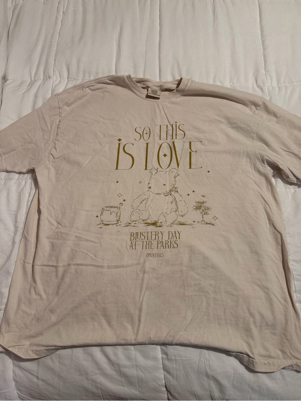 Zip a Dee Tees—So This Is Love Graphic Tee - Cream with Gold Print